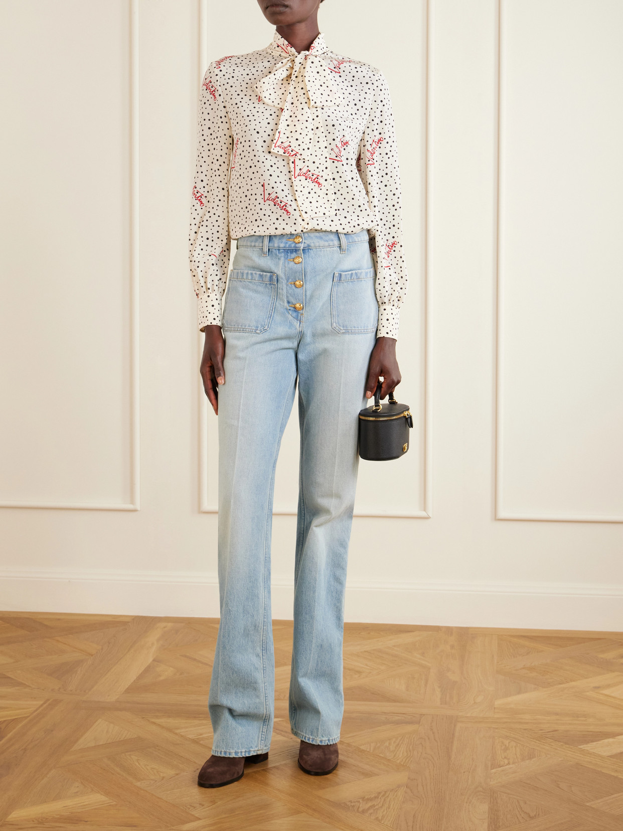 Garavani - Pussy-Bow Polka-Dot Silk Crepe De Chine Blouse