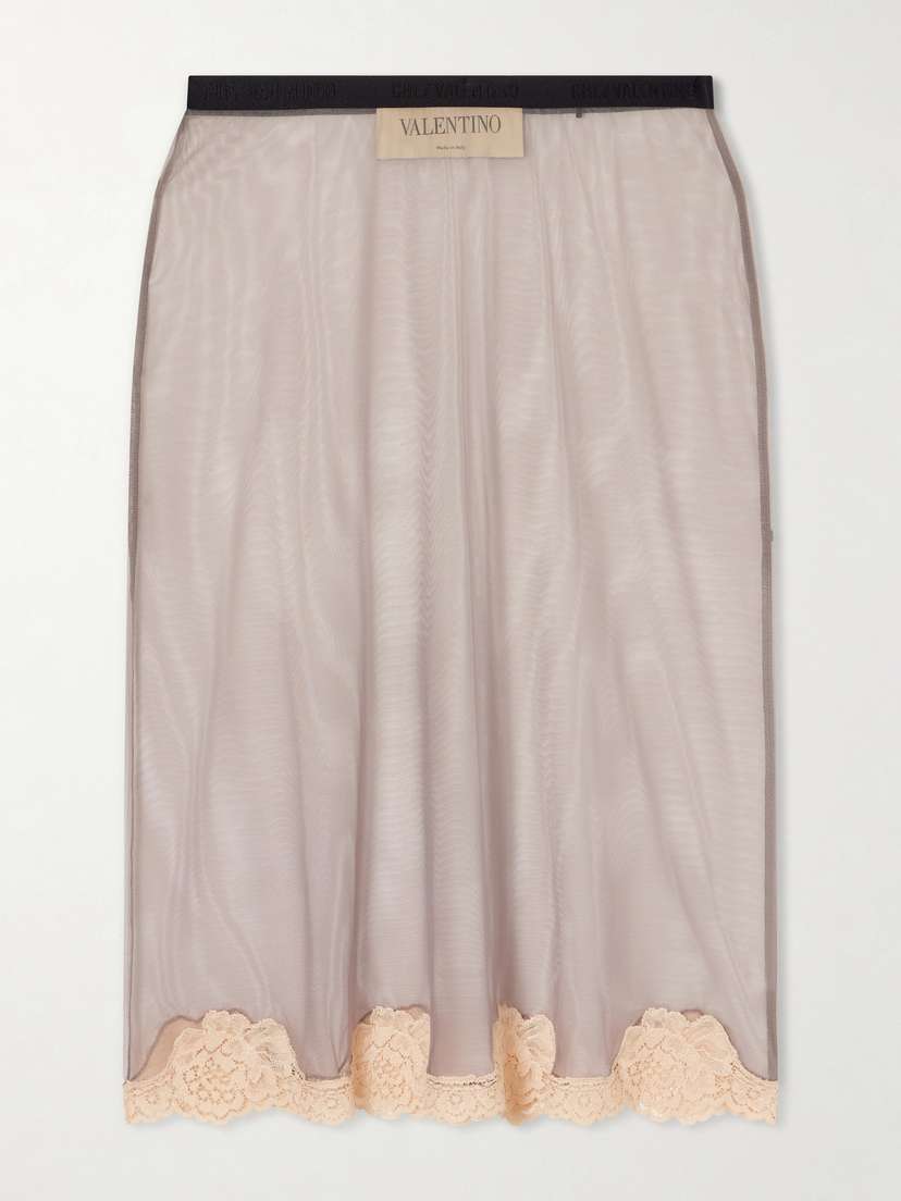 Valentino Garavani Lace-trimmed Mesh Midi Skirt | Thumbnail 6 Valentino Garavani Lace-trimmed Mesh Midi Skirt | Thumbnail 6