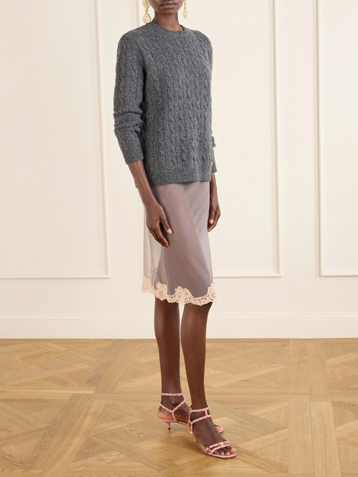Garavani - Lace-Trimmed Midi
