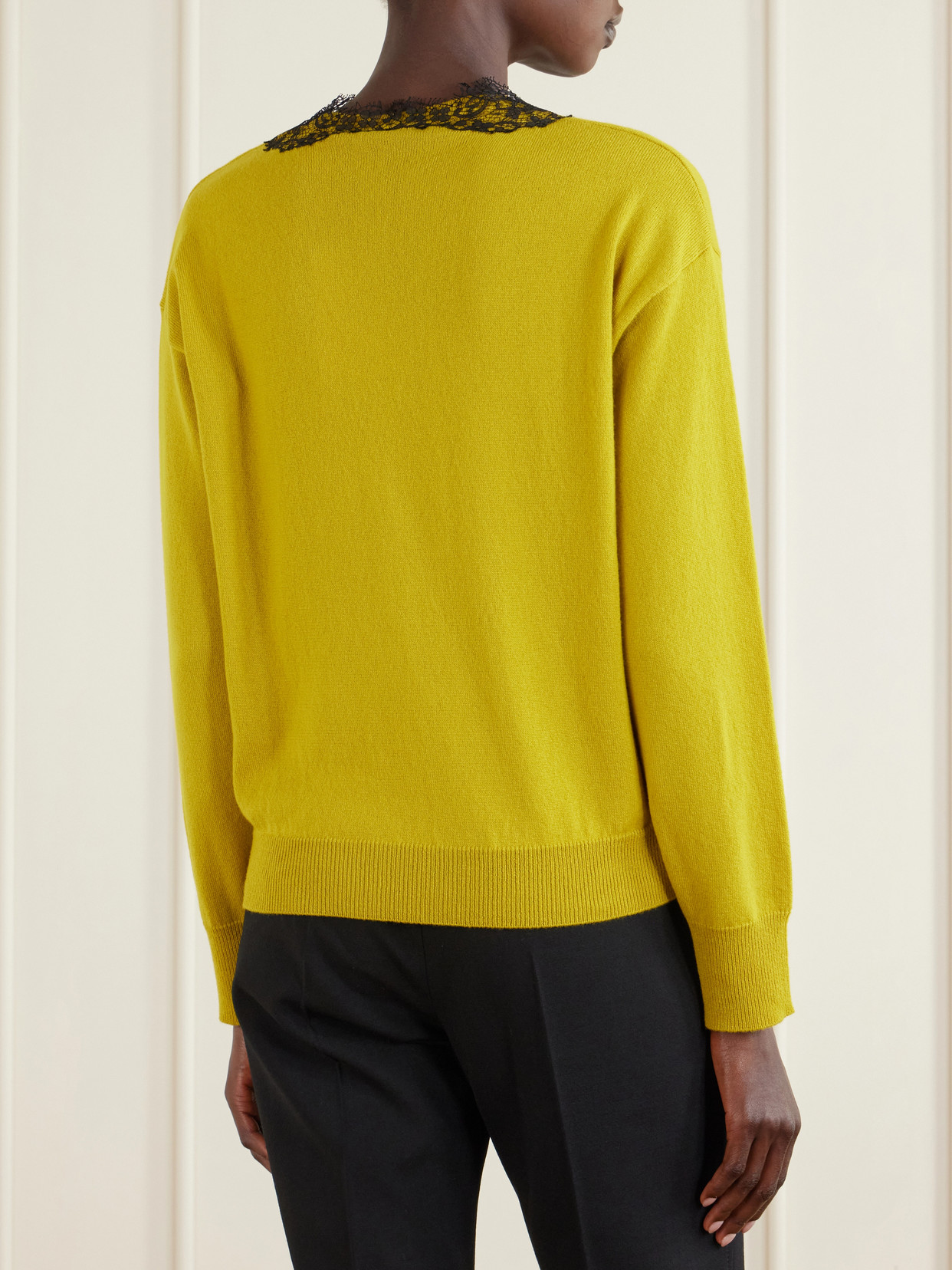 Garavani - Lace-Trimmed Cashmere Sweater