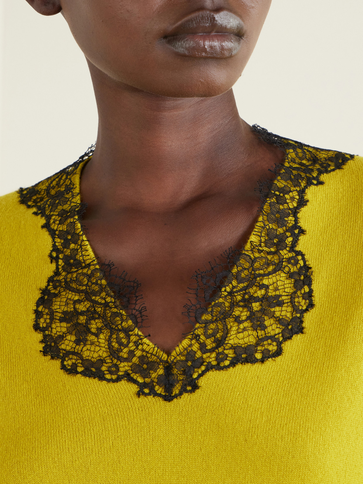 Garavani - Lace-Trimmed Cashmere Sweater