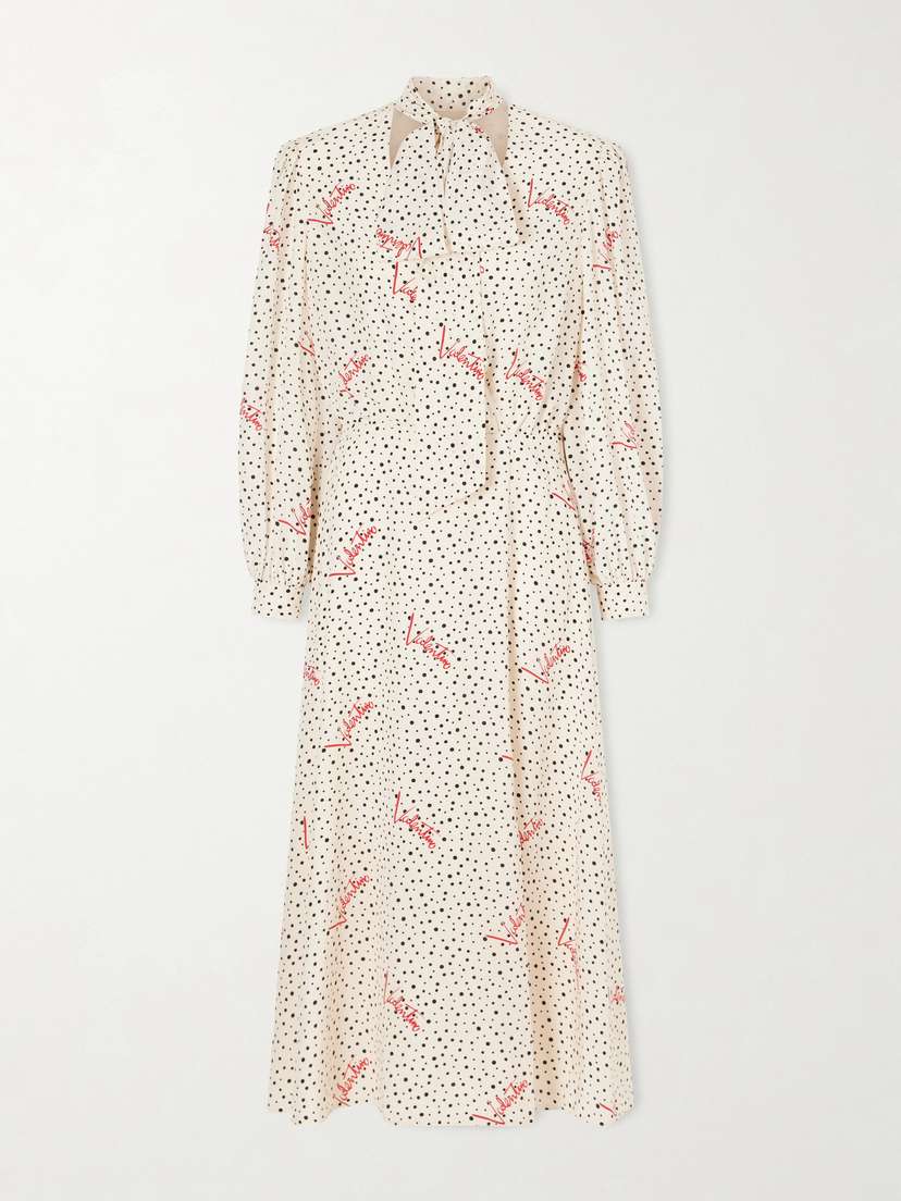 Valentino Garavani Pussy-bow Polka-dot Silk Crepe De Chine Maxi Dress | Thumbnail 5
