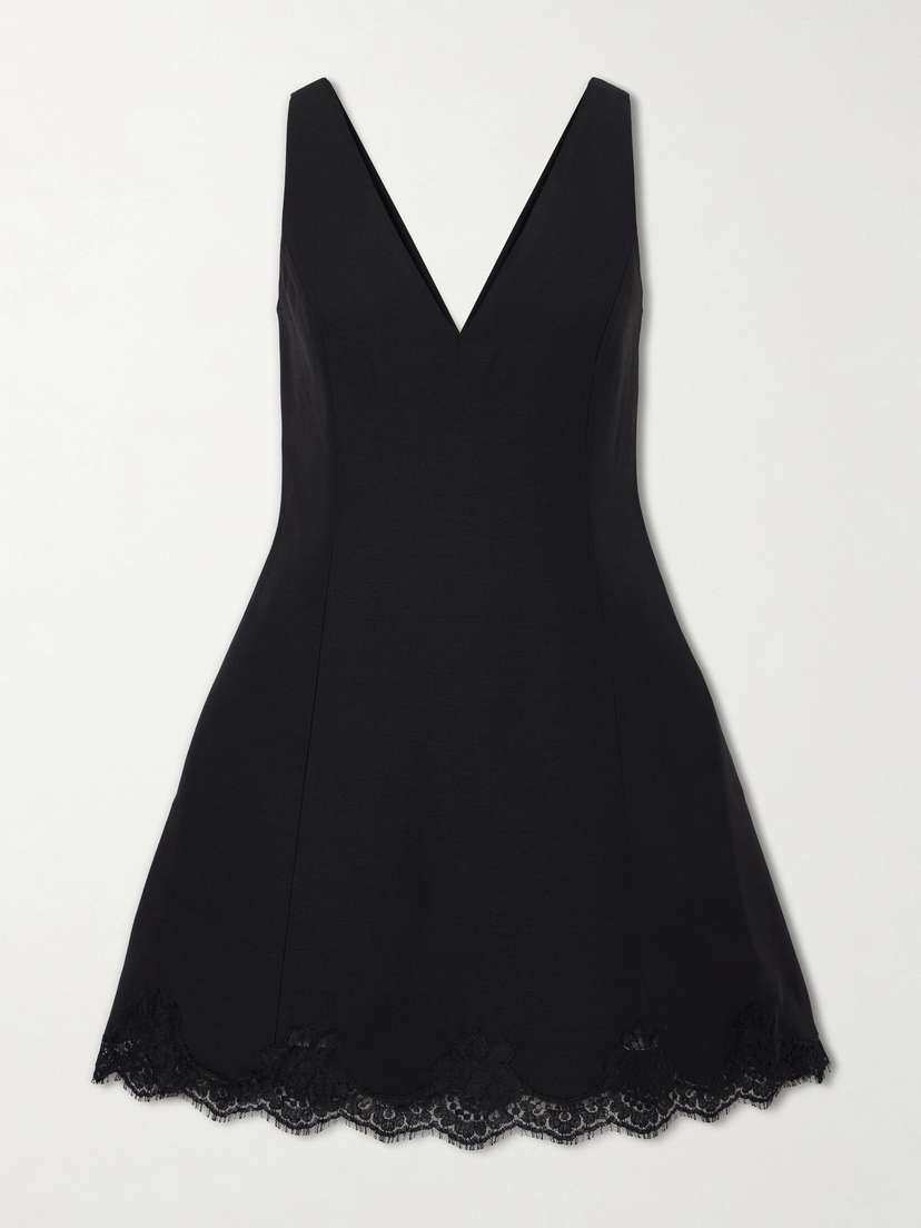 Valentino Garavani Lace-trimmed Wool And Silk-blend Crepe Mini Dress