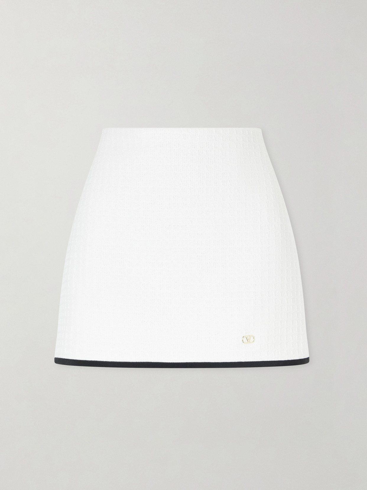 Valentino Canestrello Cotton-blend Tweed Mini Skirt In White