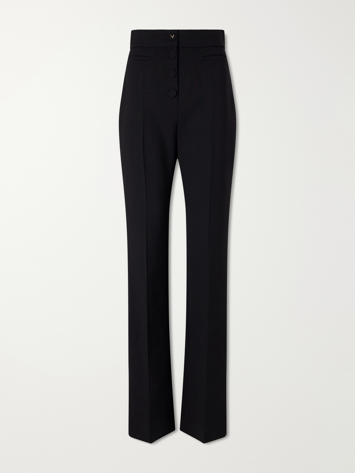 Valentino Straight-leg Wool Crepe Pants In Black
