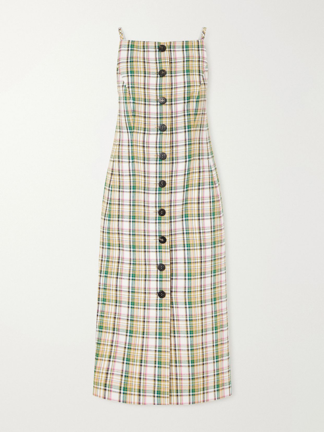 checked woven midi dress