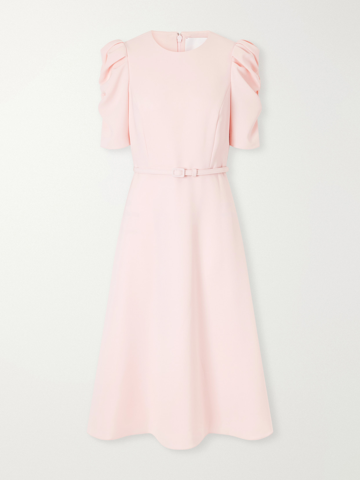Carolina Herrera Belted Crepe Midi Dress In Pink