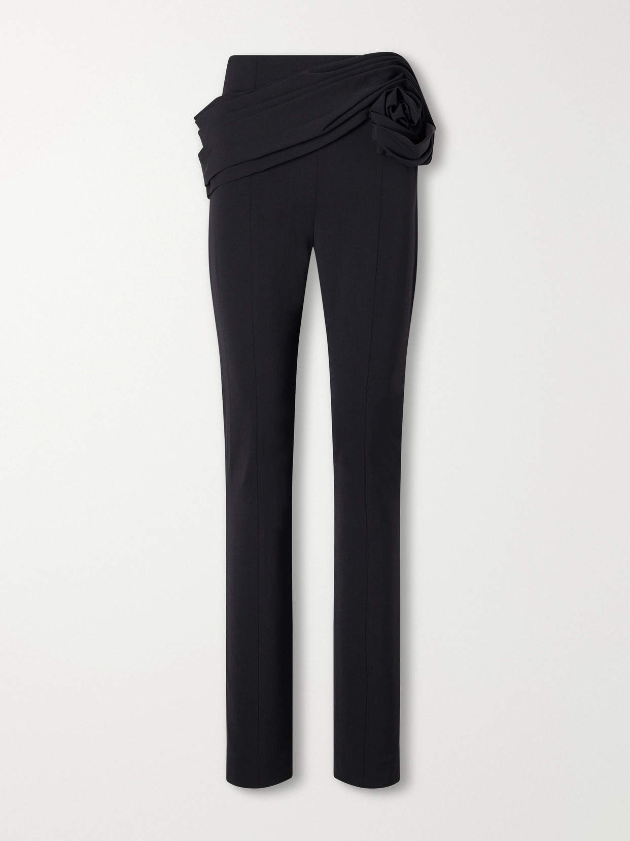 Carolina Herrera Gathered Wool-blend Twill Straight-leg Pants In Black