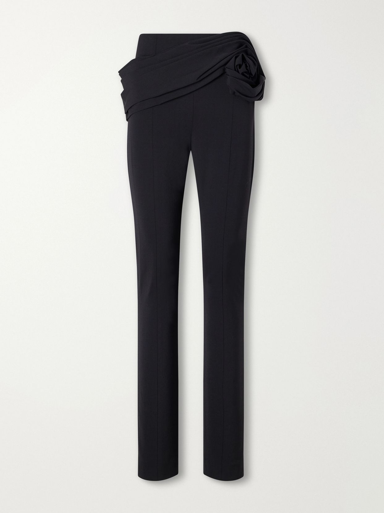 Gathered wool-blend twill straight-leg pants