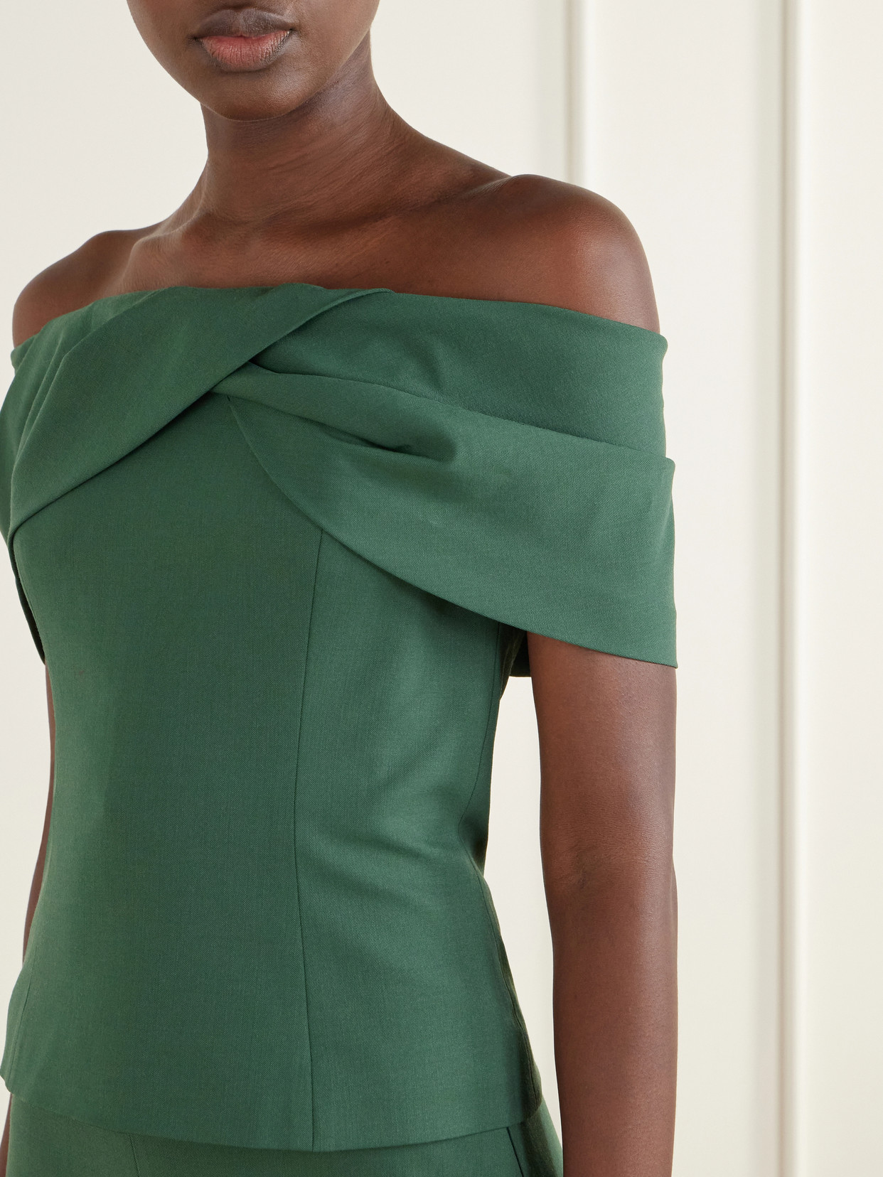 Off-The-Shoulder Wool-Blend Blouse