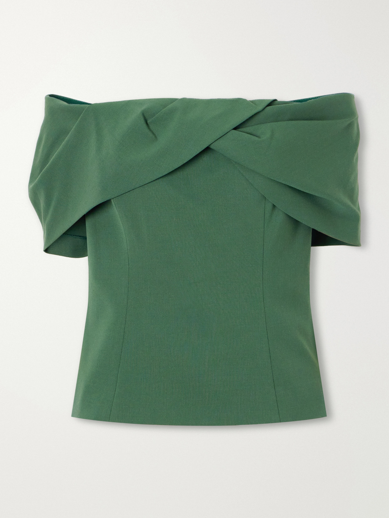 Carolina Herrera Off-the-shoulder Wool-blend Blouse In Green