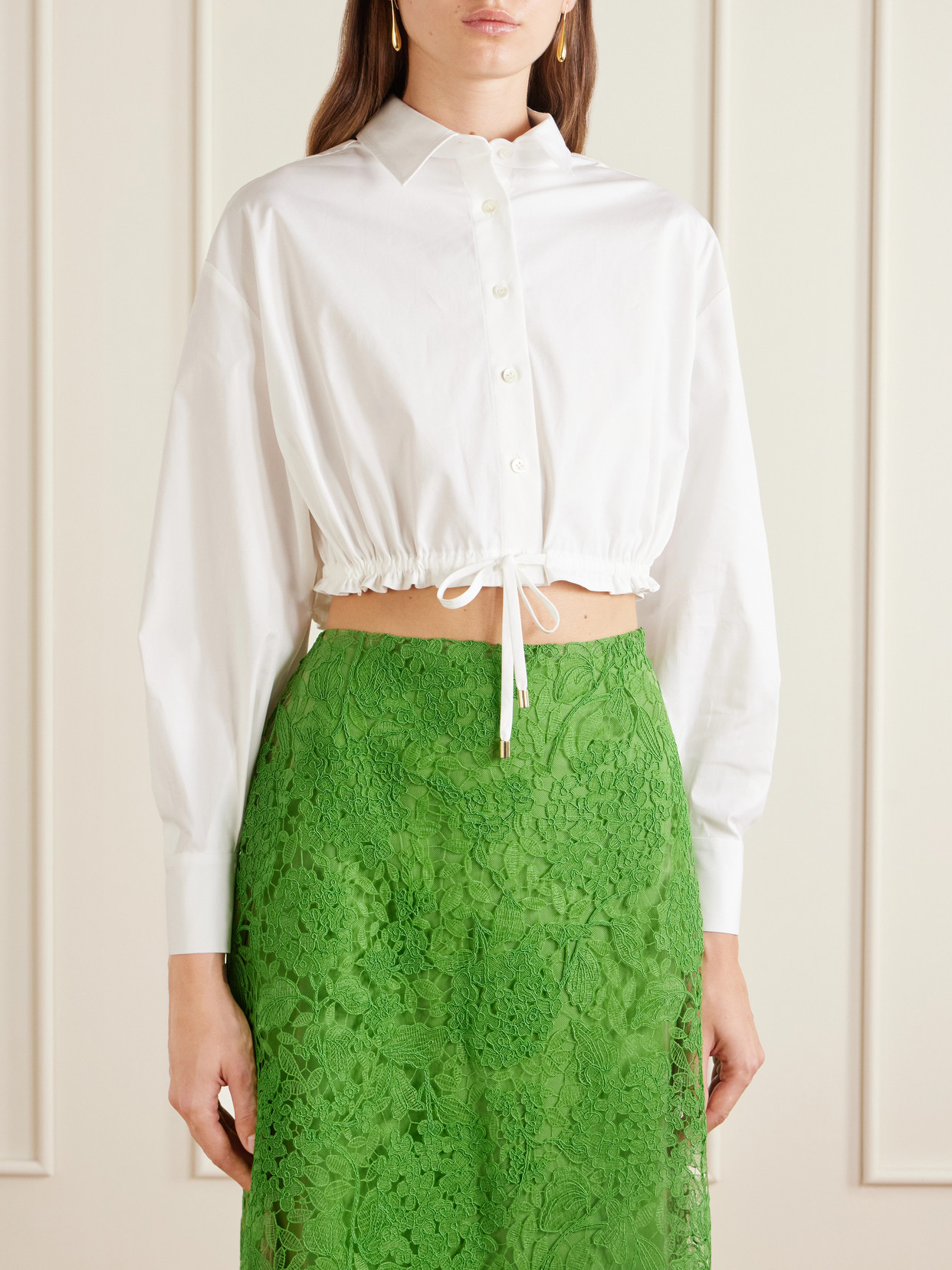 Cropped Cotton-Blend Blouse