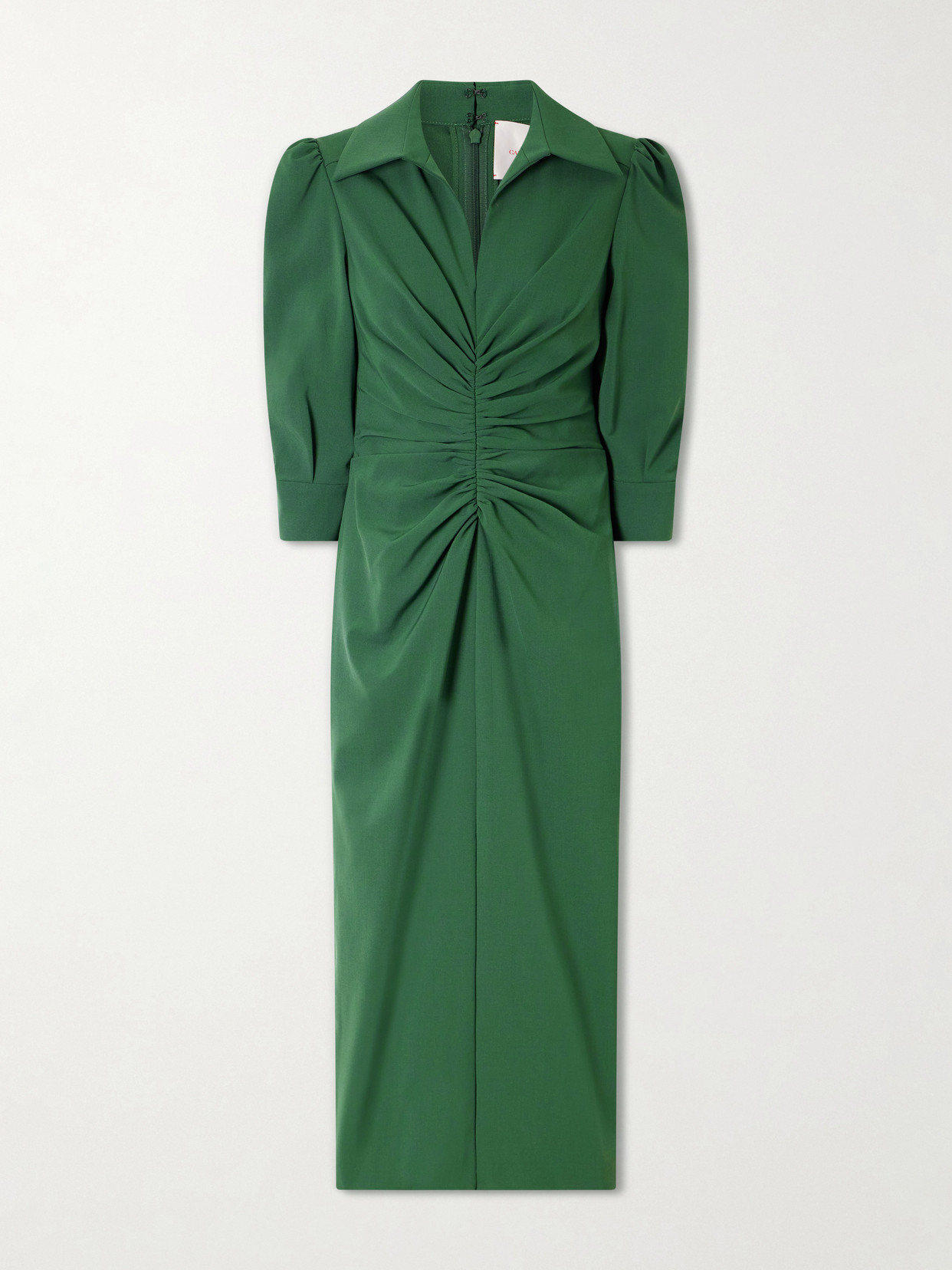 Carolina Herrera Rouched Wool-blend Midi Dress In Multi