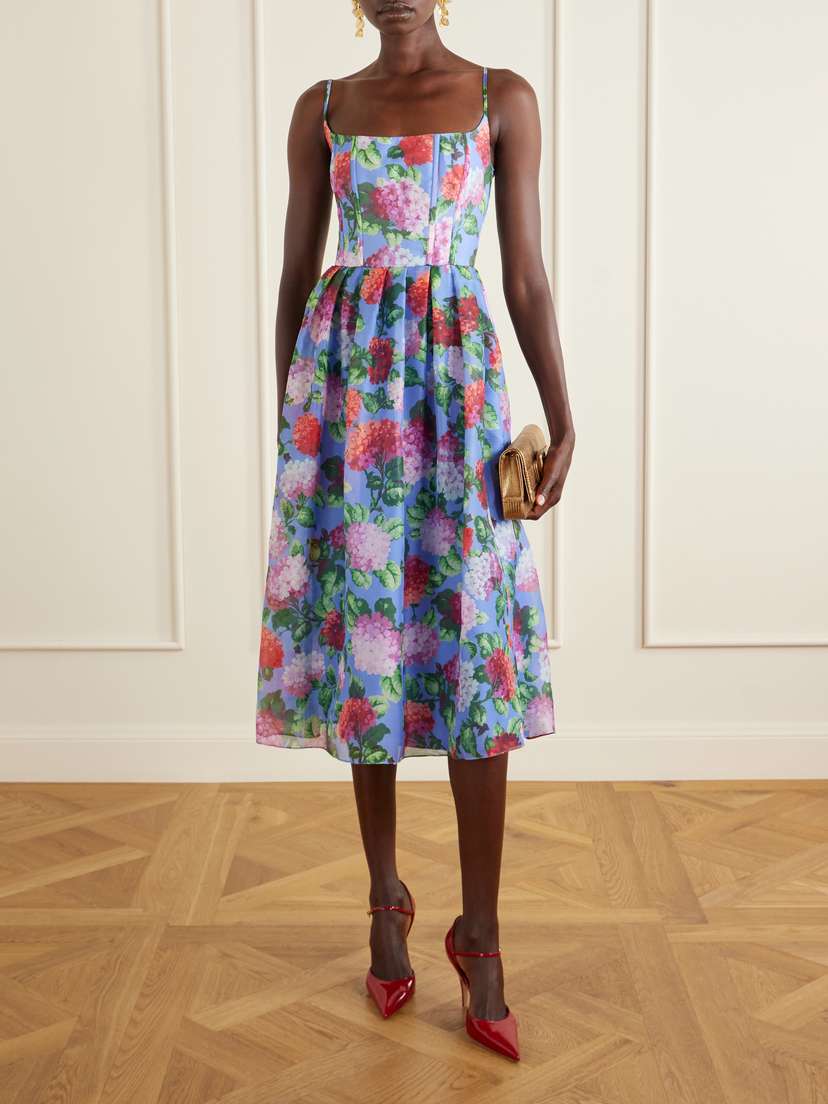Carolina Herrera Floral-print Silk-crepe Midi Dress | Thumbnail 2 Carolina Herrera Floral-print Silk-crepe Midi Dress | Thumbnail 2