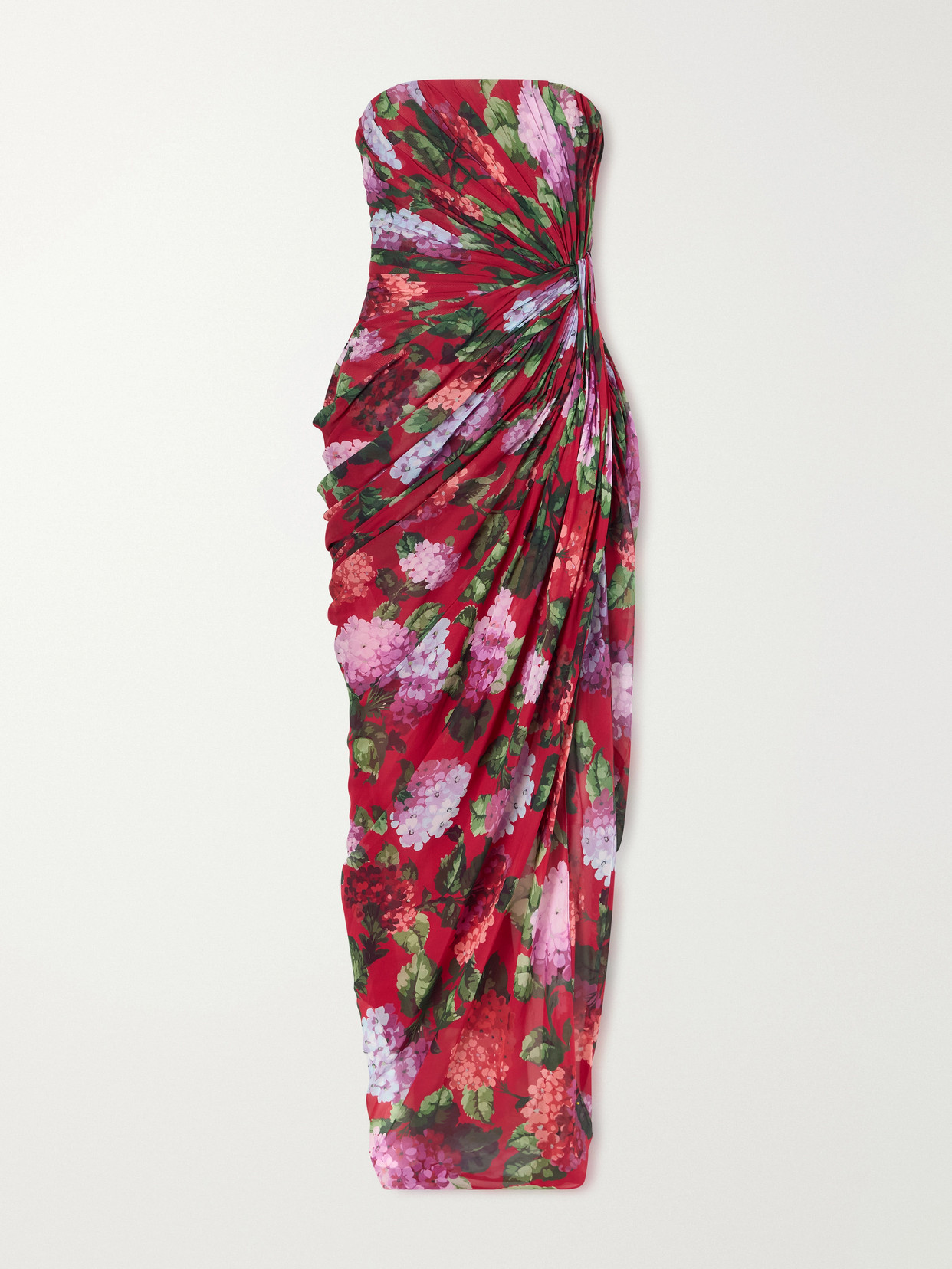 Carolina Herrera Floral-print Gathered Silk-chiffon Gown In Multi