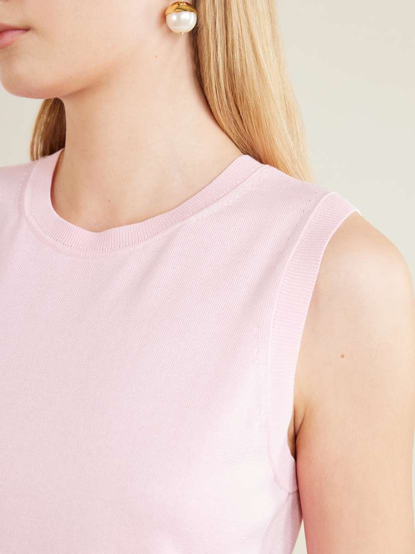 Carolina Herrera Ribbed Silk And Cotton-blend Vest | Thumbnail 4 Carolina Herrera Ribbed Silk And Cotton-blend Vest | Thumbnail 4
