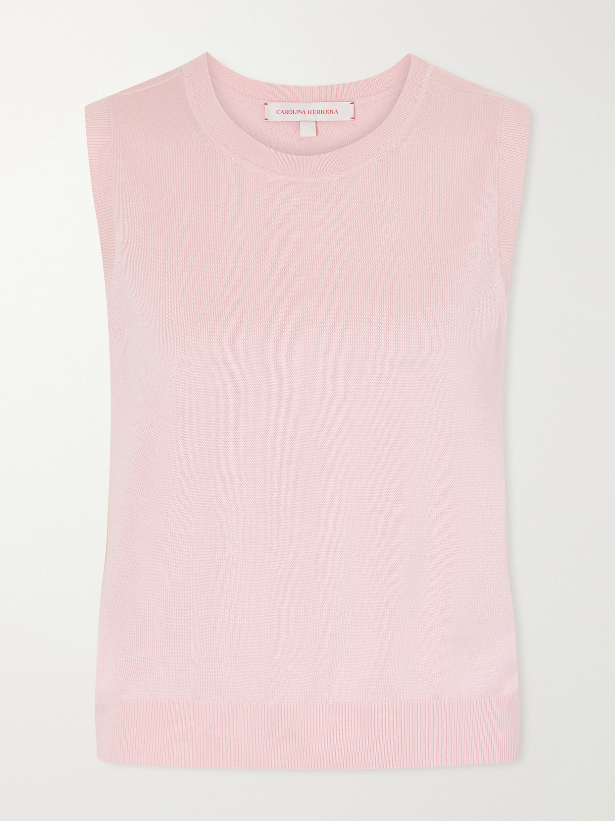 Carolina Herrera Ribbed Silk And Cotton-blend Vest In Pink