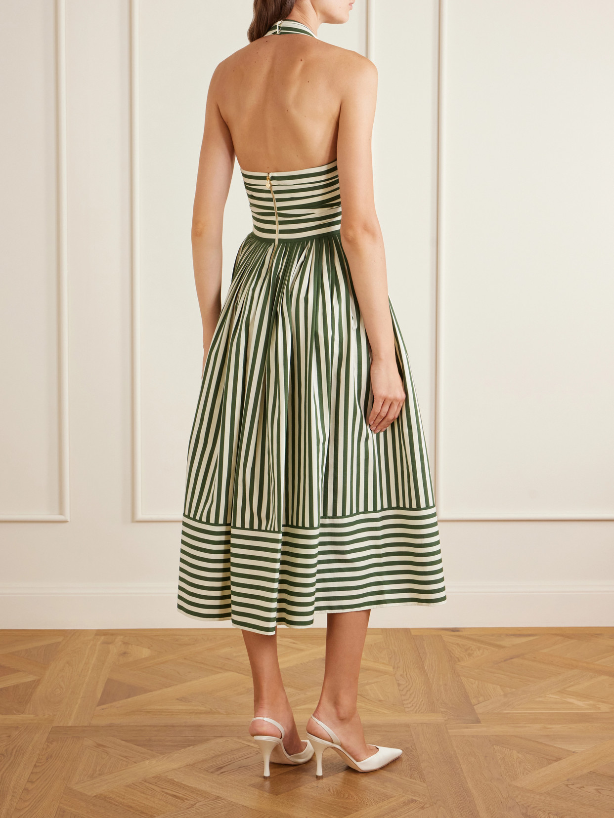 Striped Cotton-Blend Midi Dress