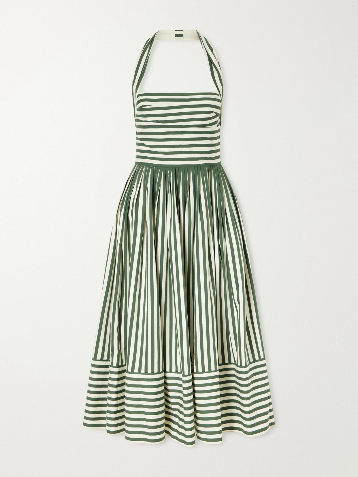 Carolina Herrera Striped Cotton-blend Midi Dress In Green