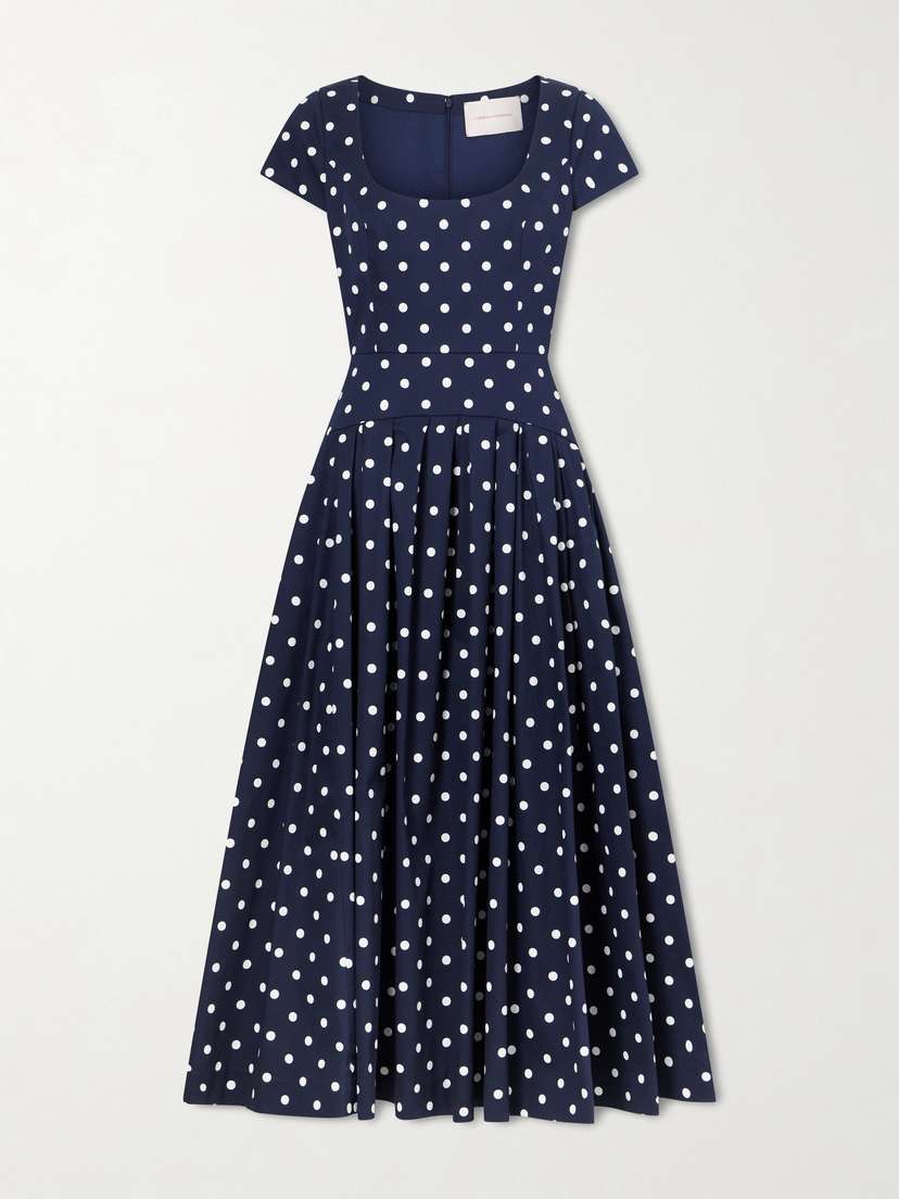 Carolina Herrera Polka-dot Cotton-blend Twill Midi Dress | Thumbnail 5