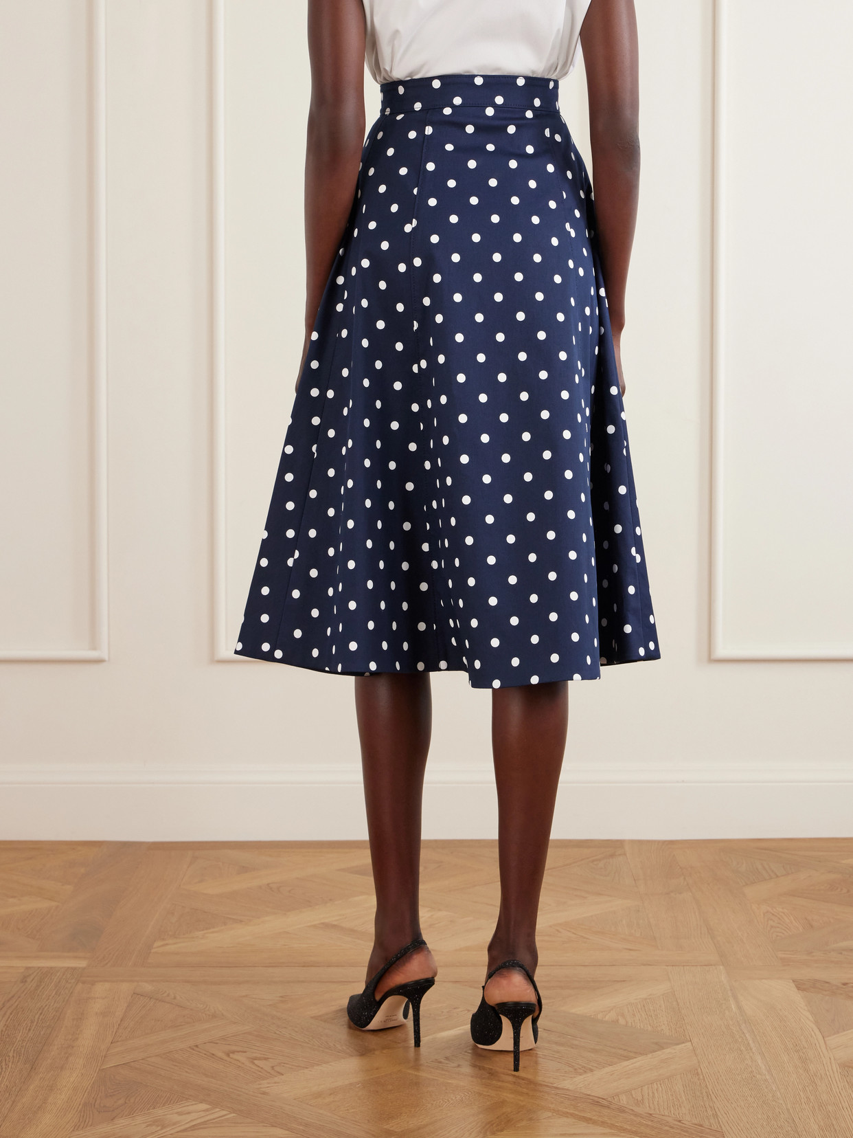 Polka-Dot Cotton-Blend Twill Midi