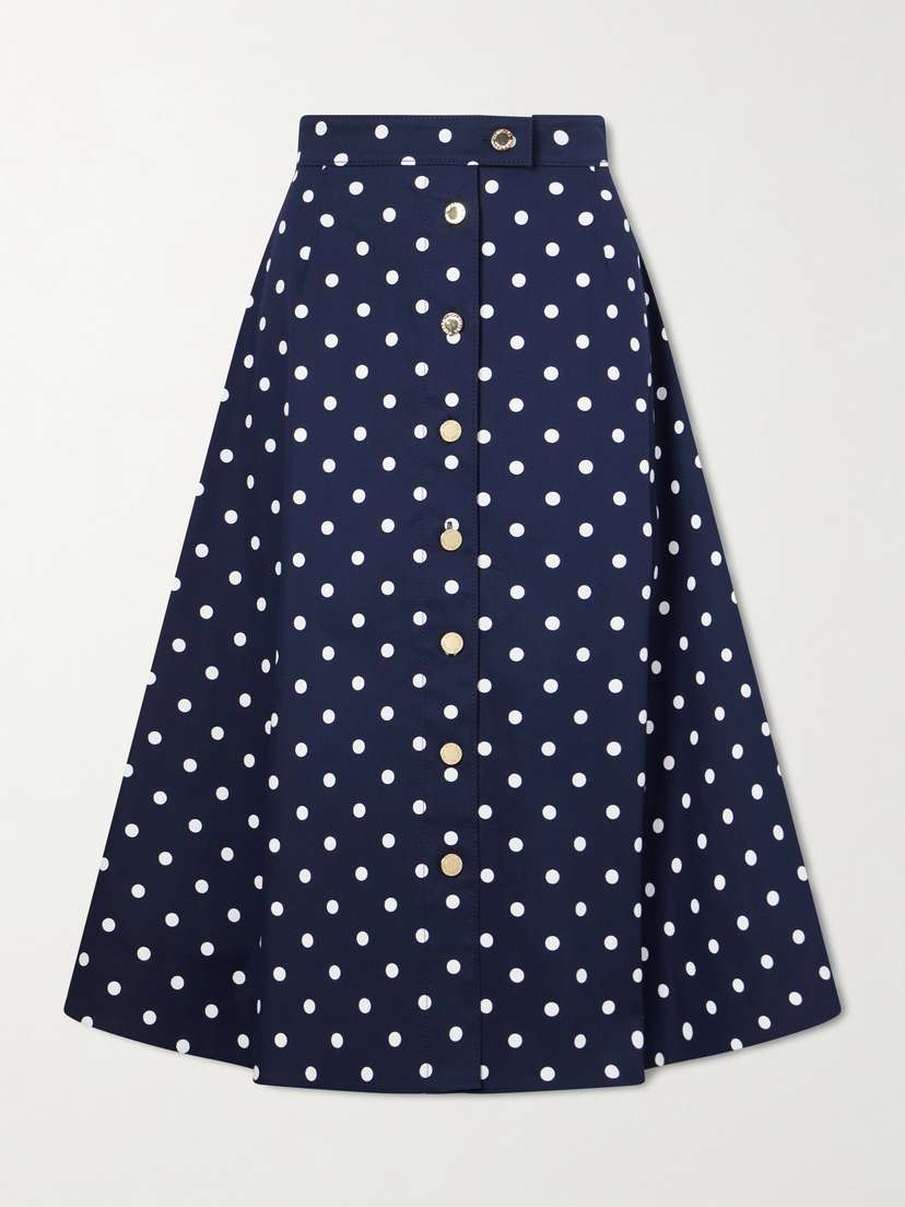 Carolina Herrera Polka-dot Cotton-blend Twill Midi Skirt | Thumbnail 5 Carolina Herrera Polka-dot Cotton-blend Twill Midi Skirt | Thumbnail 5