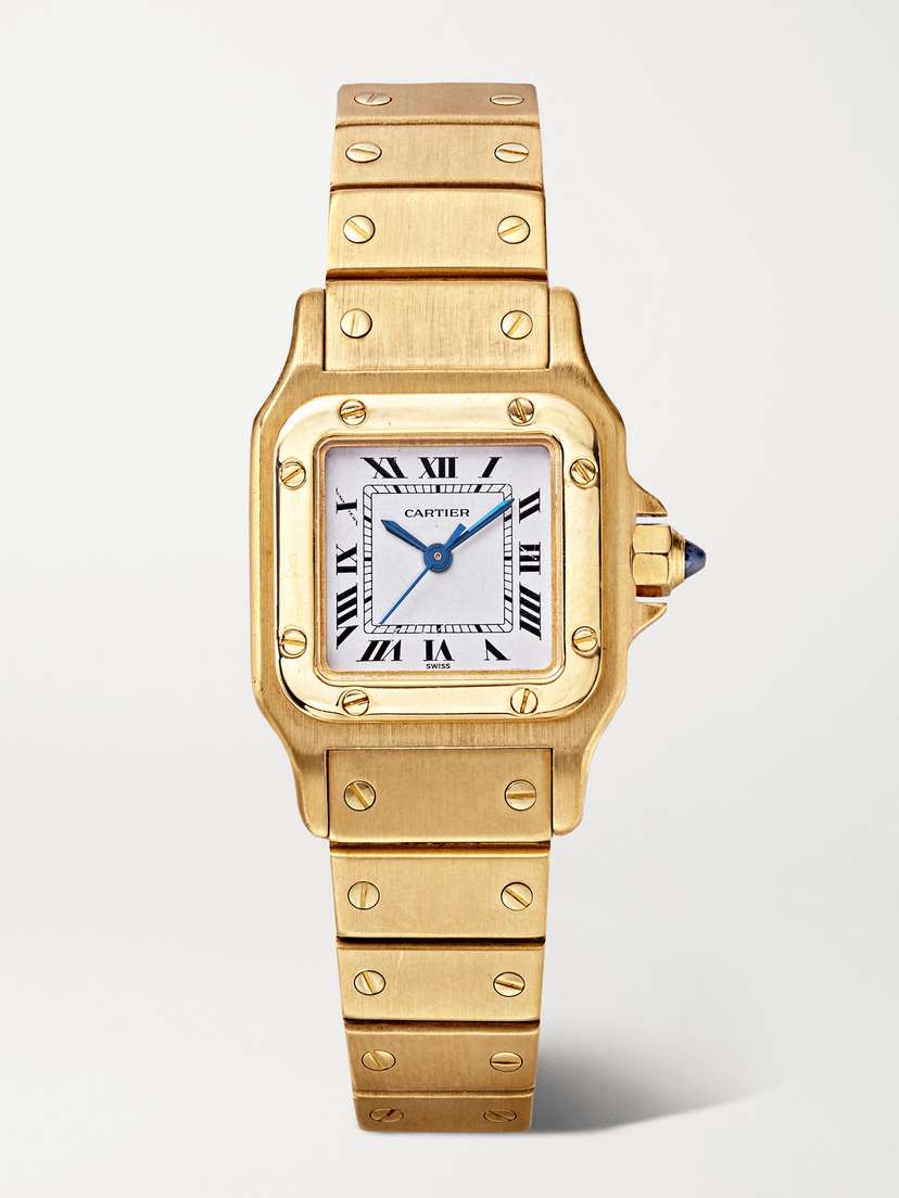 Stephanie Windsor + Cartier Vintage 1987 Santos De Cartier Galbee Medium 24mm 18-karat Gold Watch, Ref. No. 1569
