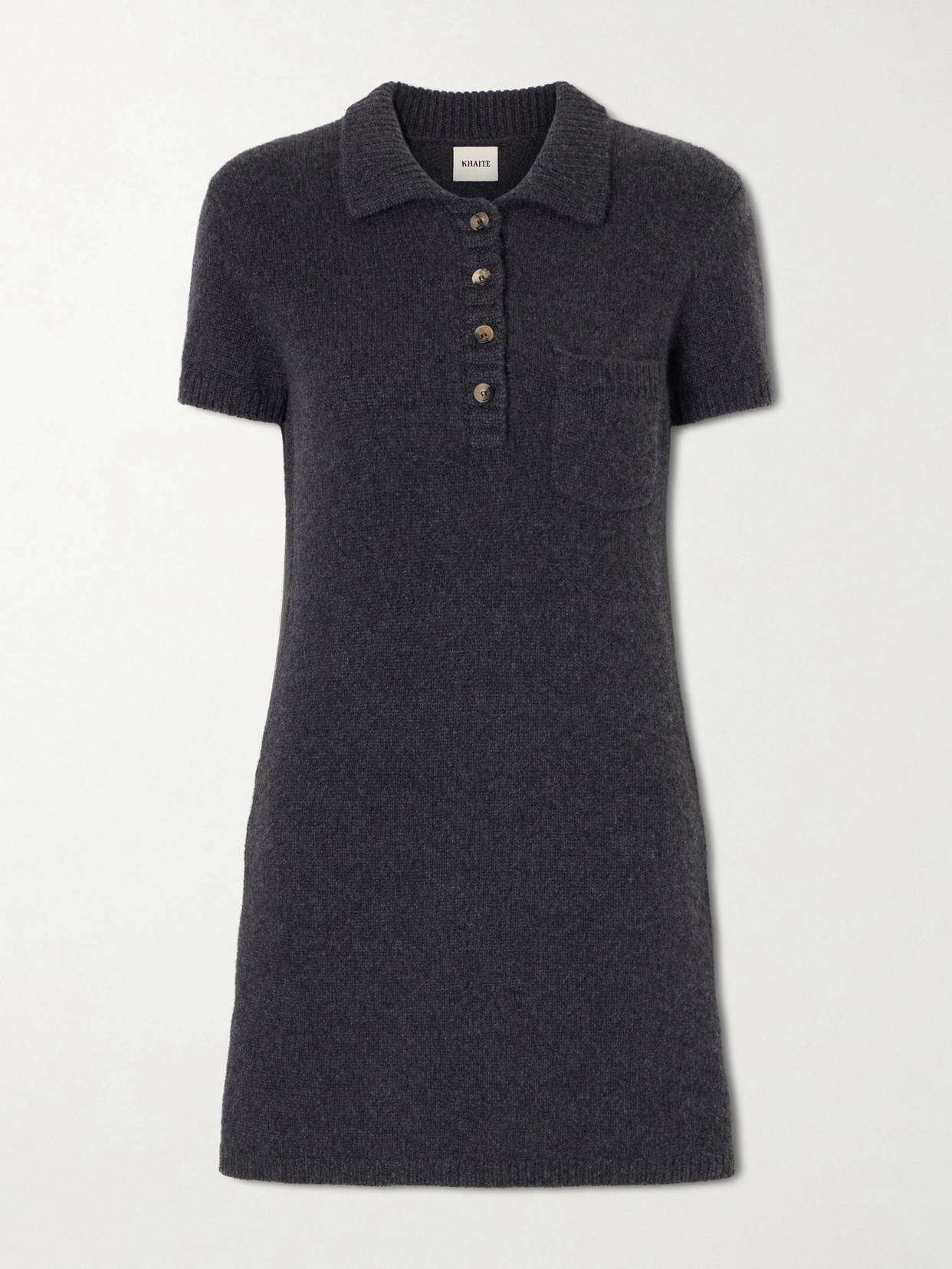 Khaite Nehra Cashmere-knitted Polo Mini Dress In Gray