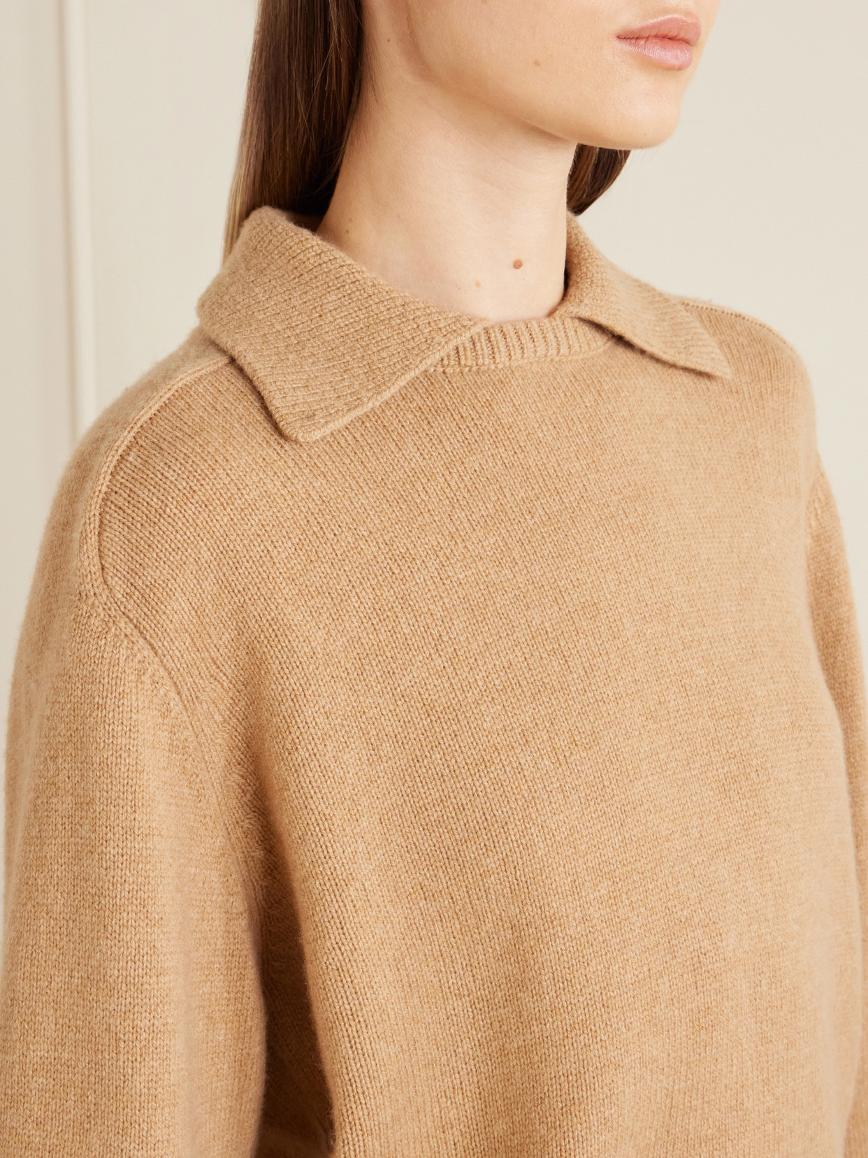 Khaite Womens Camel Jackson Collared Wool And Cashmere-blend Jumper In Neutral
