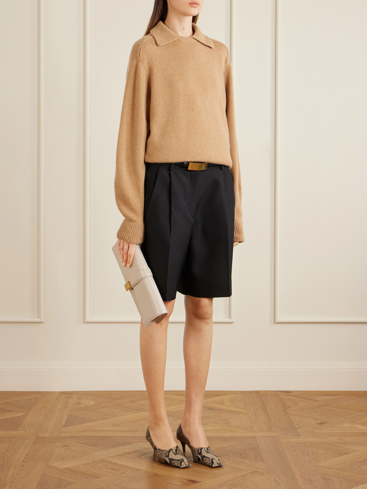 Khaite Womens Camel Jackson Collared Wool And Cashmere-blend Jumper In Neutral