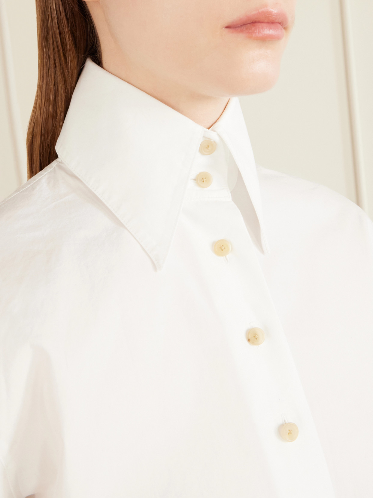 Khaite Ivy Cotton-poplin Shirt In White