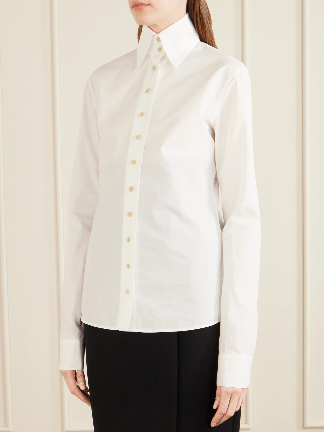 Khaite Ivy Cotton-poplin Shirt In White