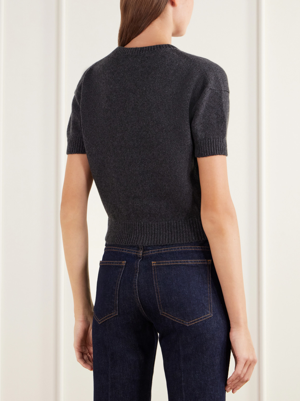 Golden Cropped Cashmere Sweater