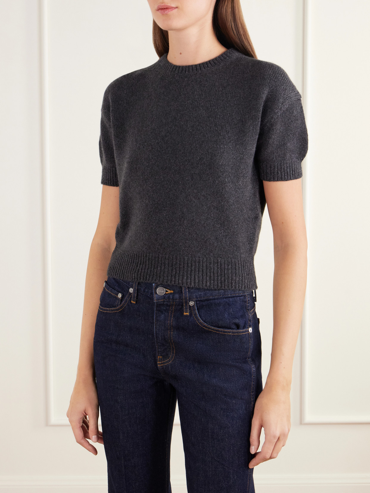 Golden Cropped Cashmere Sweater
