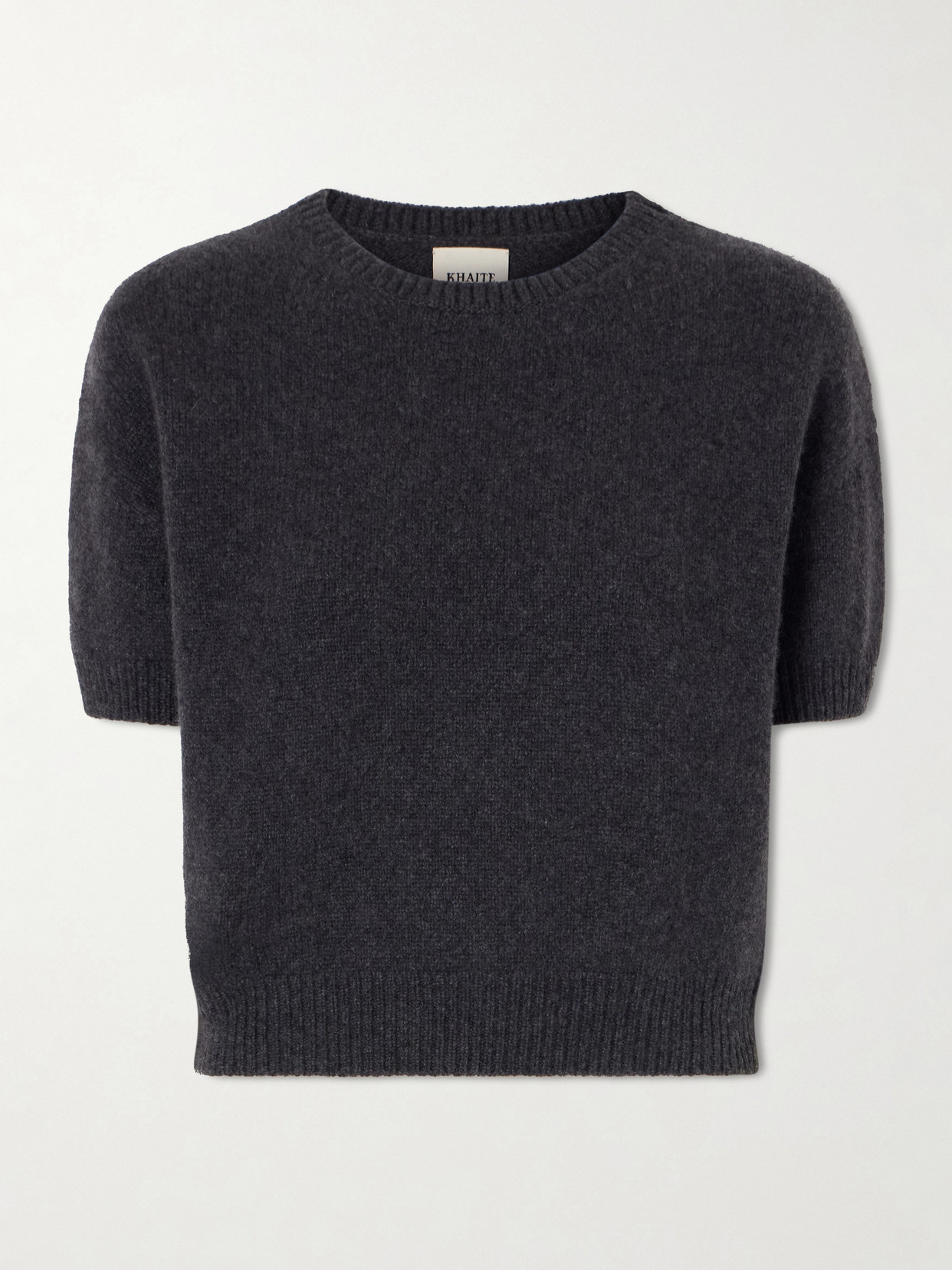 Khaite Golden Cropped Cashmere Sweater In Gray