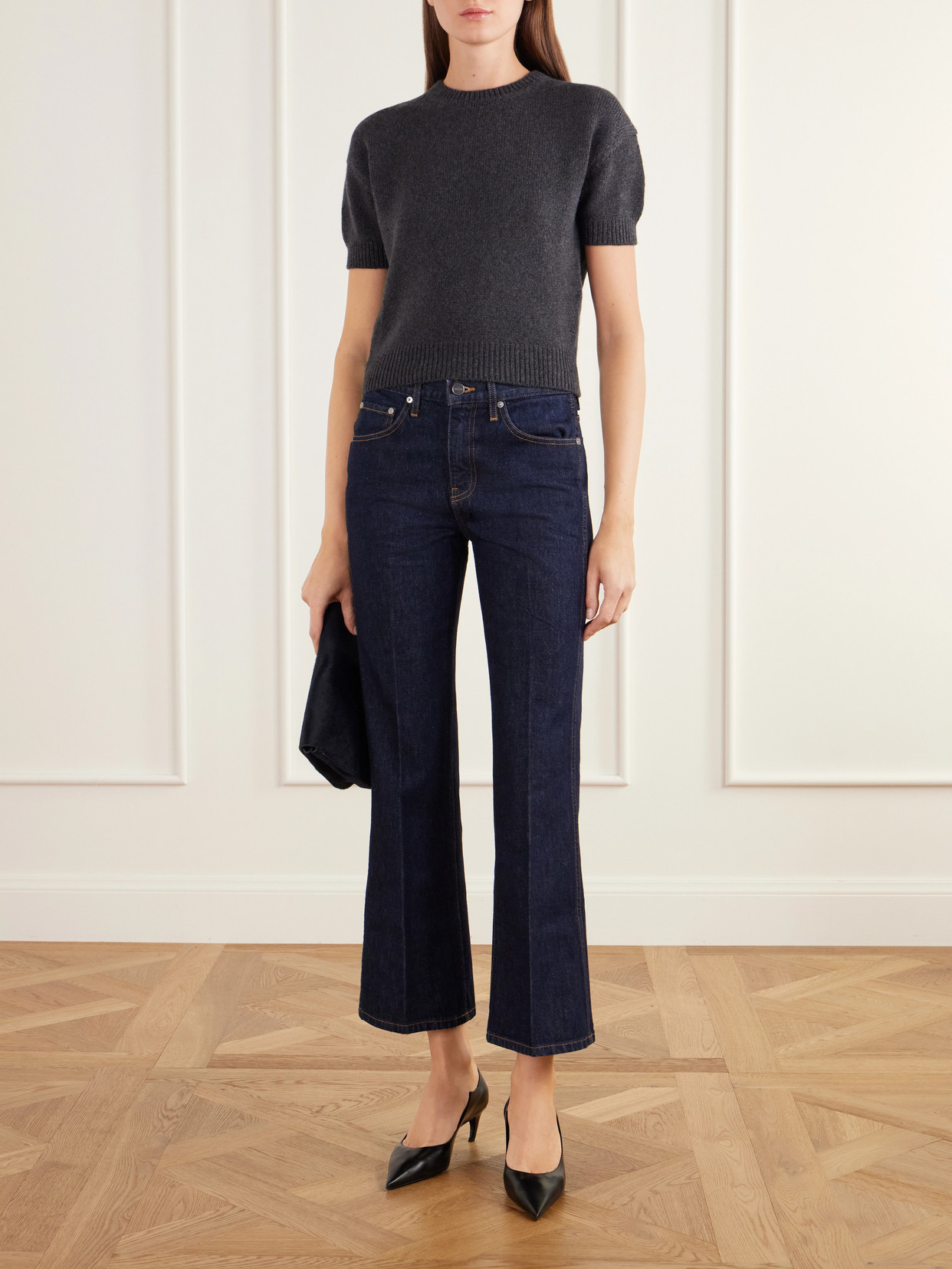 Golden Cropped Cashmere Sweater