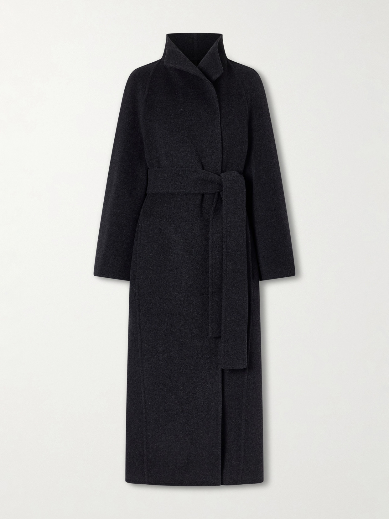 Khaite Romare Belted Wool Long Coat In Black