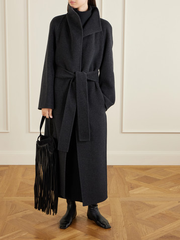 KHAITE Romare belted wool long coat