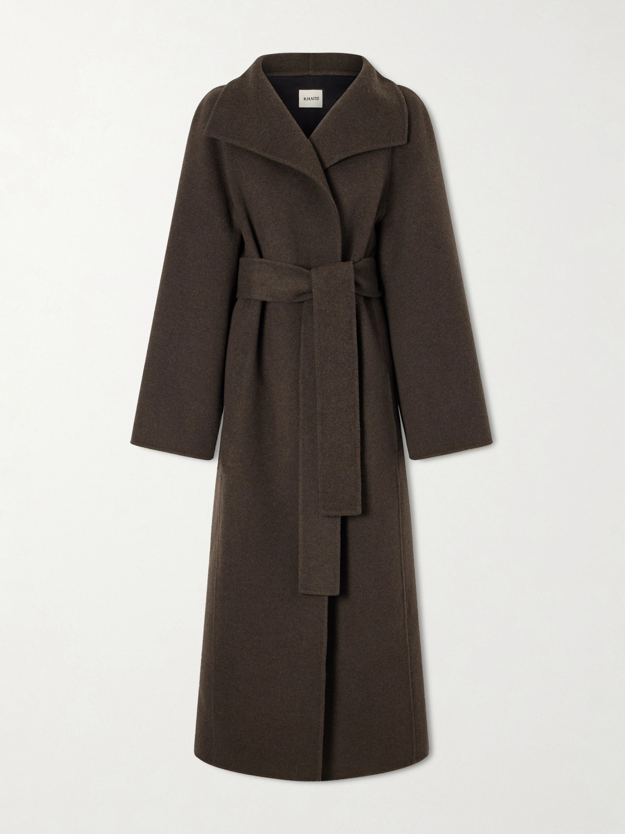 Khaite Romare Belted Double-face Wool Coat In Green