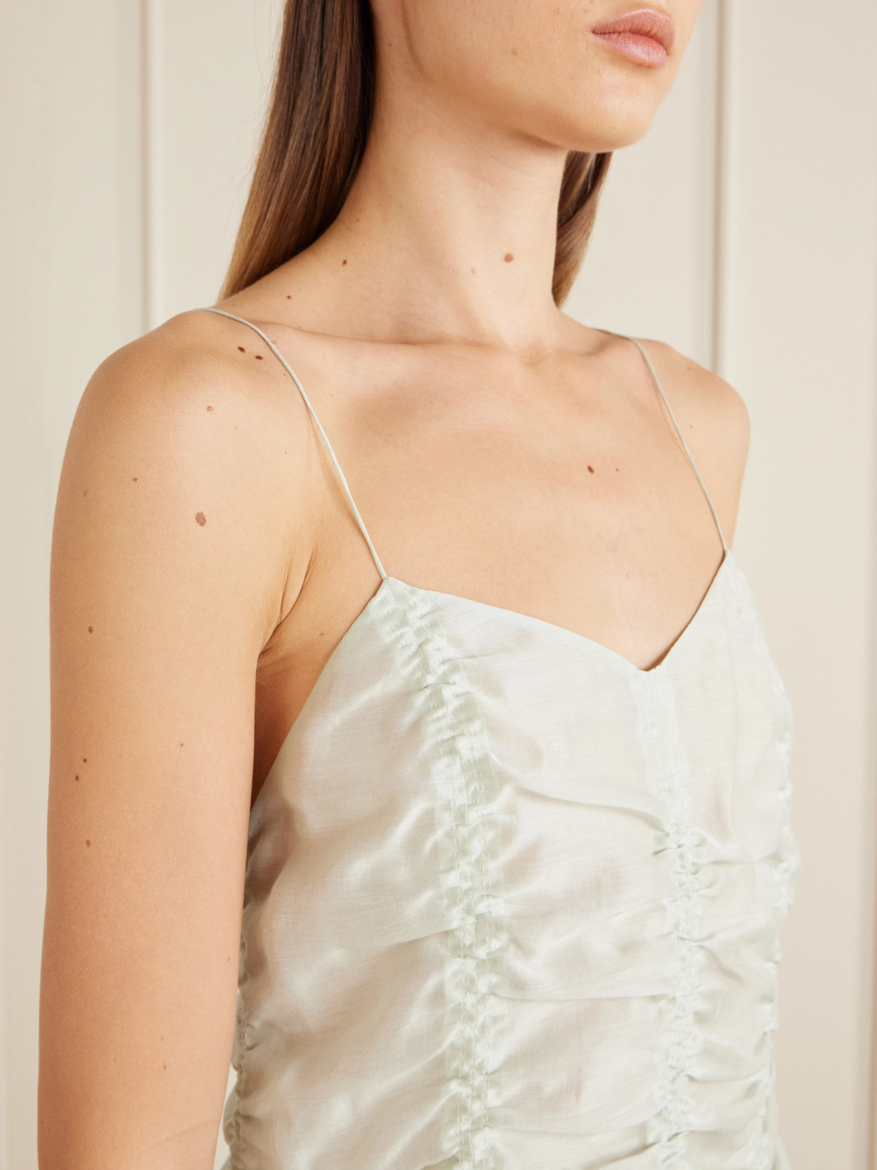 Inara Ruched Lyocell And Silk-Blend Tank