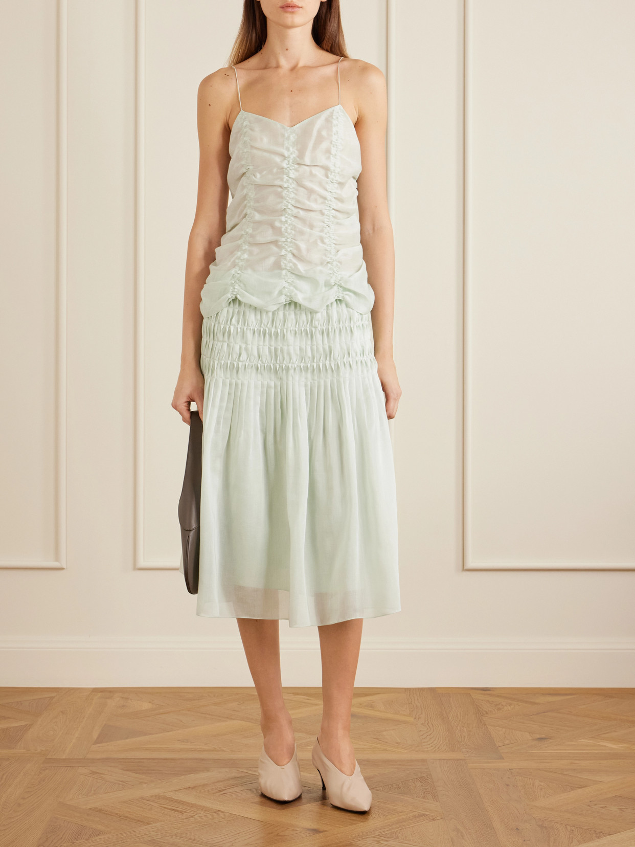 Inara Ruched Lyocell And Silk-Blend Tank