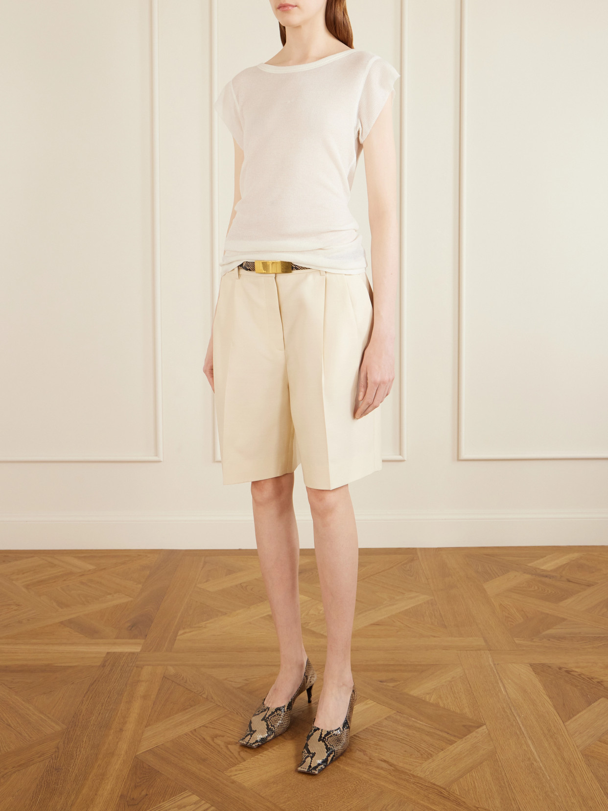 Auggie Pleated Wool And Silk-Blend Shorts