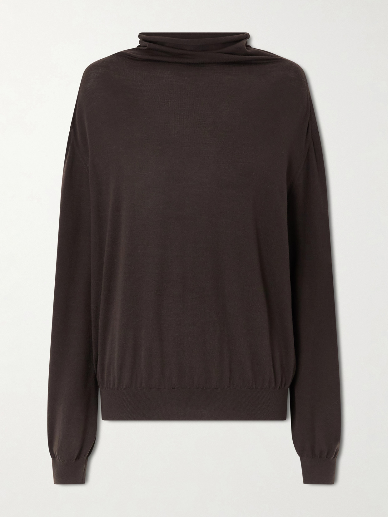 KHAITE - Annette Merino Wool Turtleneck Sweater - Brown