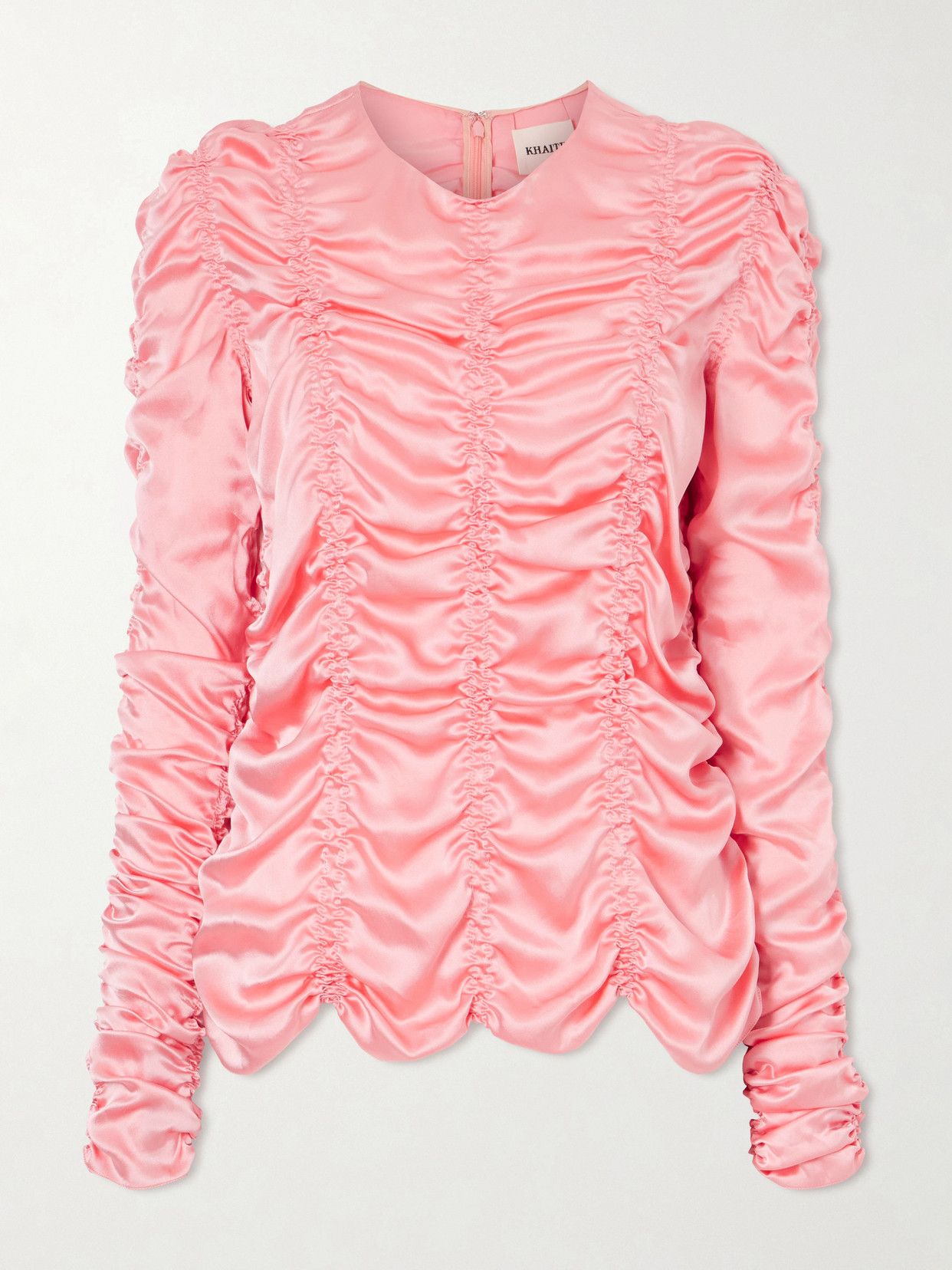 Khaite Rory Ruched Silk Satin Top In Pink