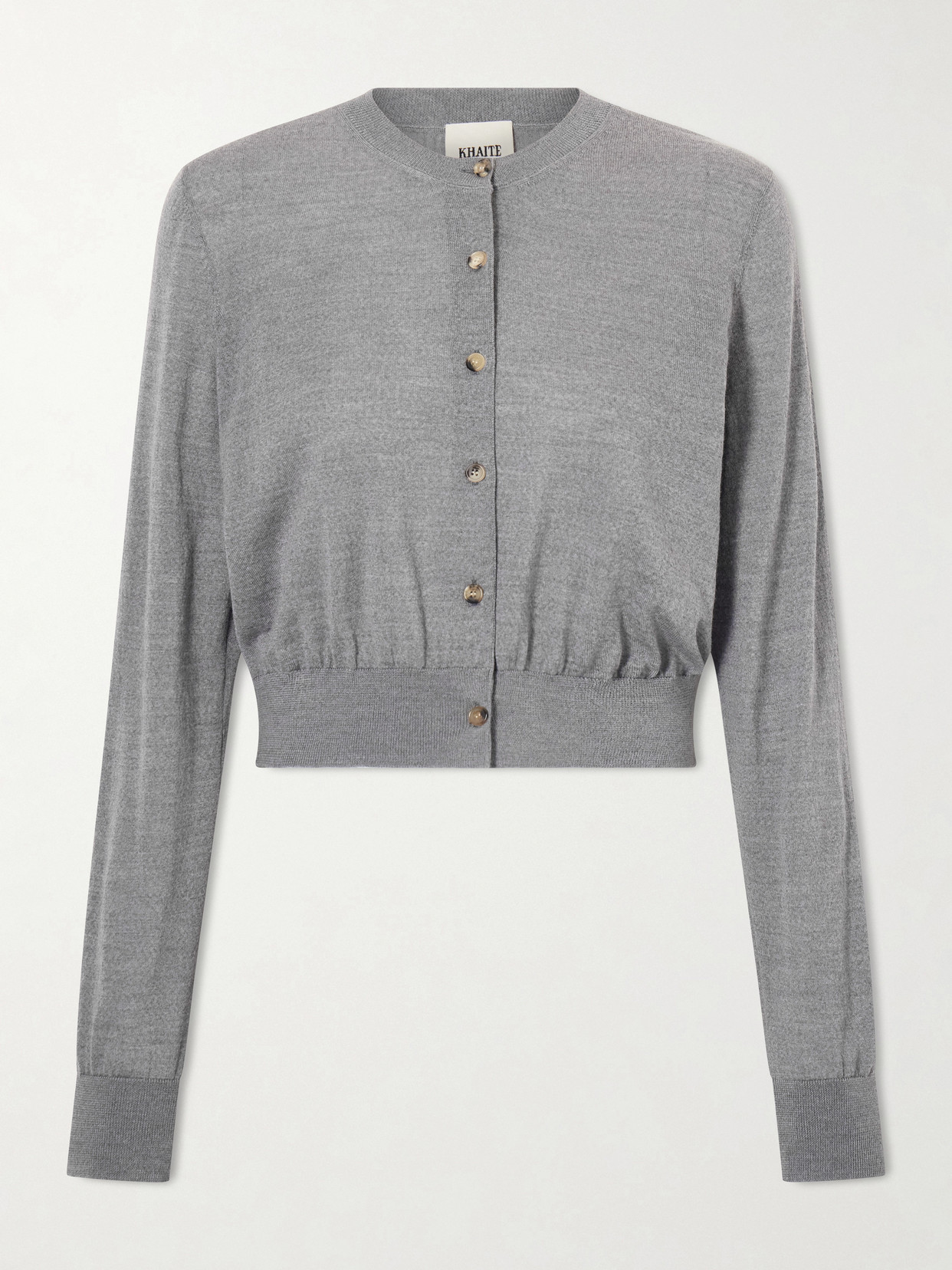 Khaite Tansy Wool And Cashmere-blend Cardigan In Gray