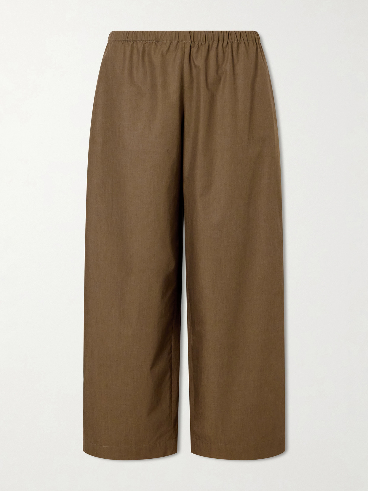 Khaite Roma Cotton-poplin Wide-leg Pants In Brown