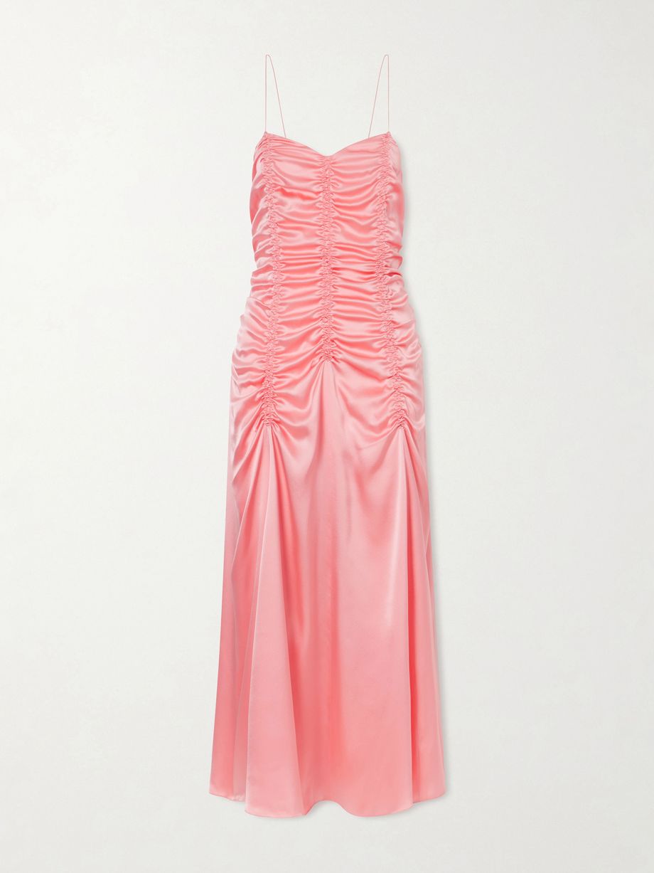Raina ruched silk midi dress