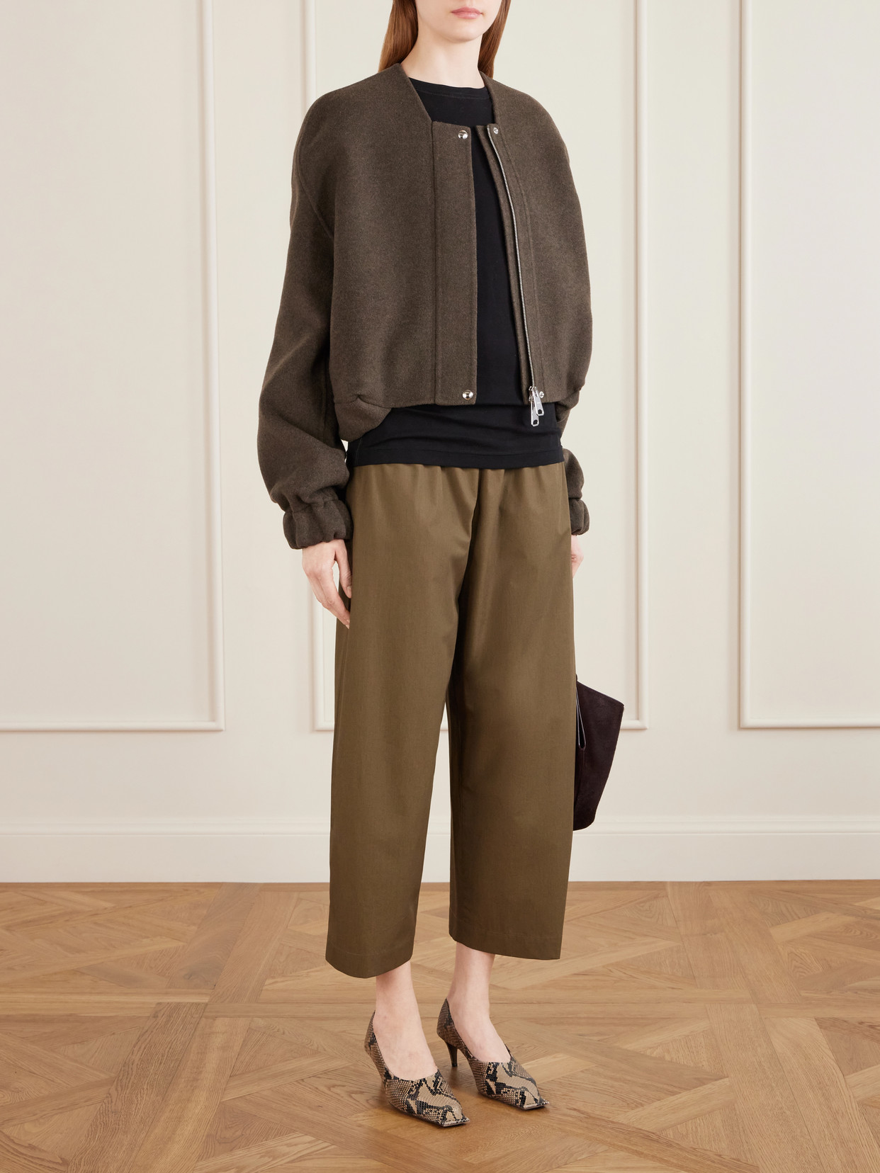 Cordan Cropped Wool Bomber Jacket