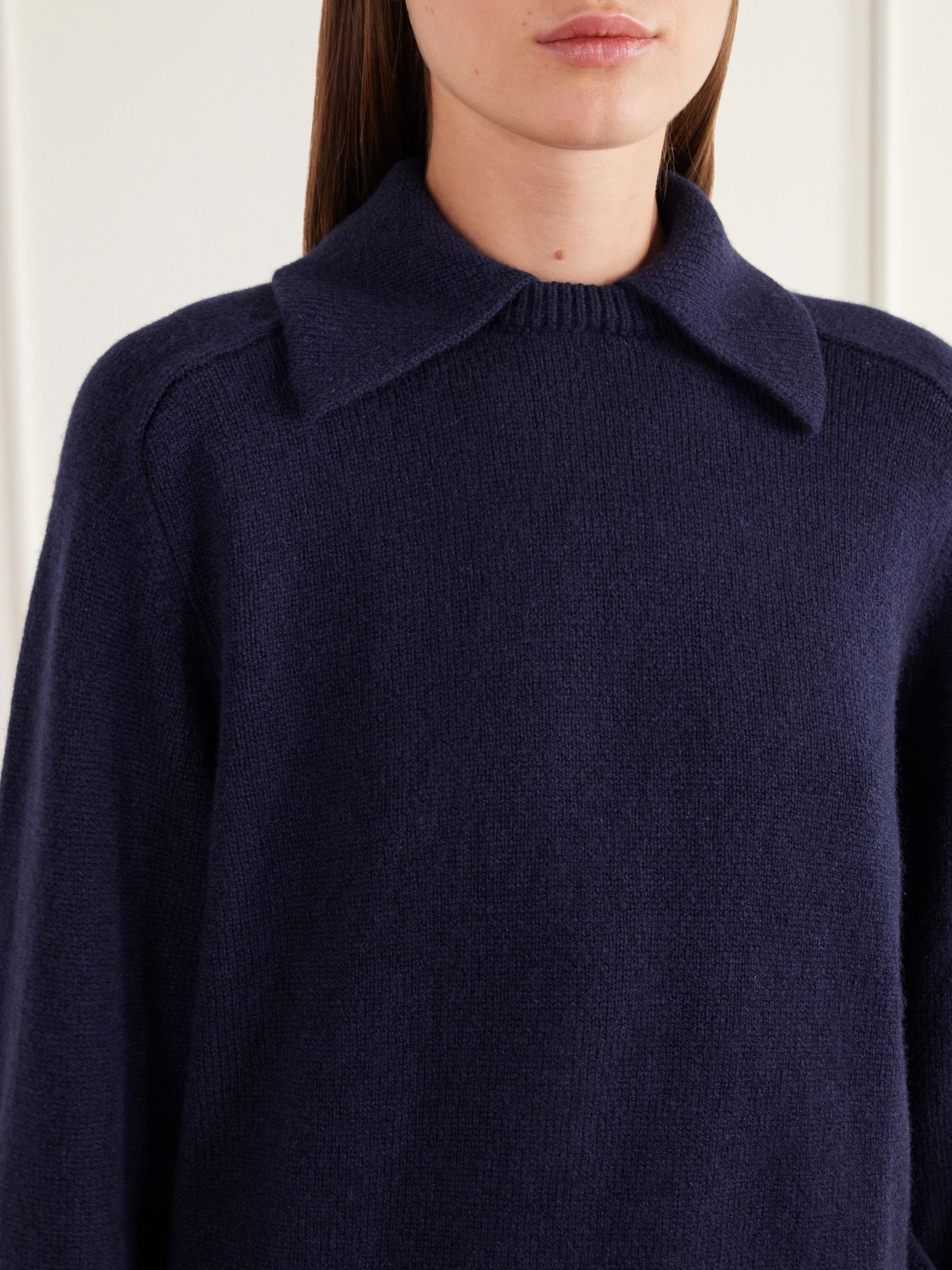 Khaite Jackson Wool and Cashmere-Blend Sweater — detail view 4
