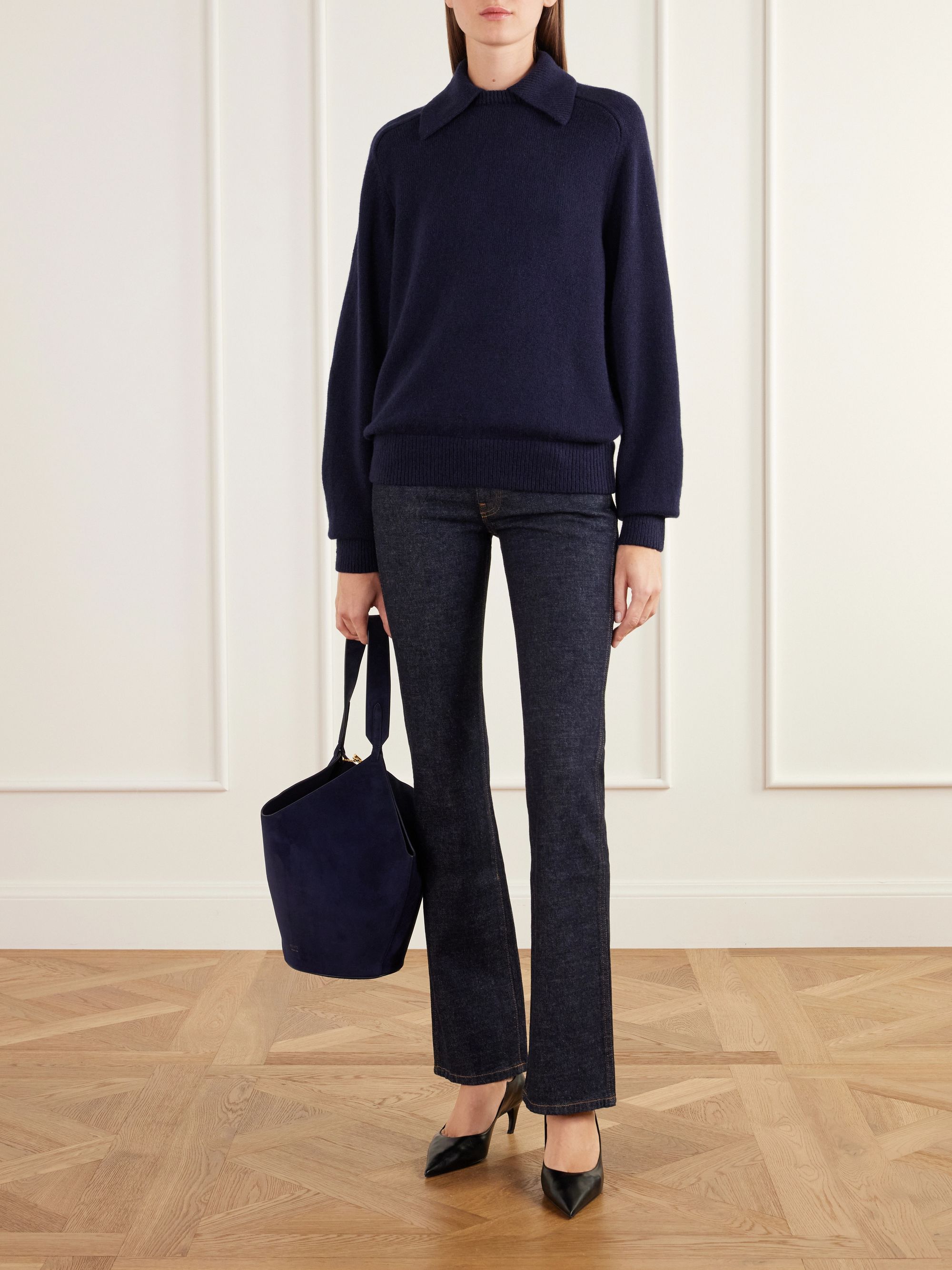 Khaite Jackson Wool and Cashmere-Blend Sweater flat lay